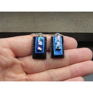 Sterling Silver Three Tier Handmade Glass Earrings Vintage Wedding Engagement